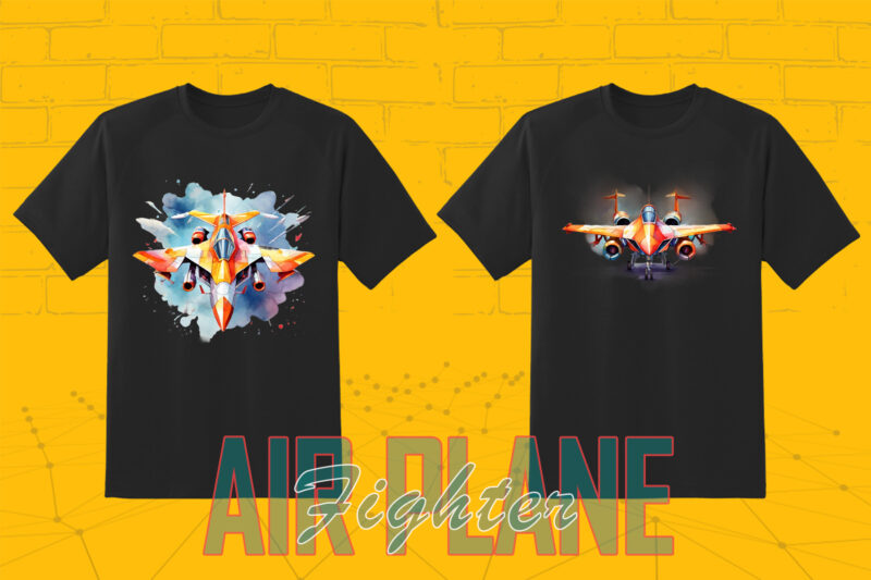 20 Fighter Plane T-shirt Design Illustration T-shirt Clipart Bundle