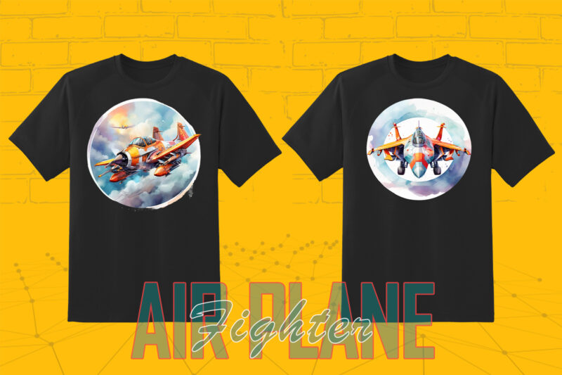 20 Fighter Plane T-shirt Design Illustration T-shirt Clipart Bundle