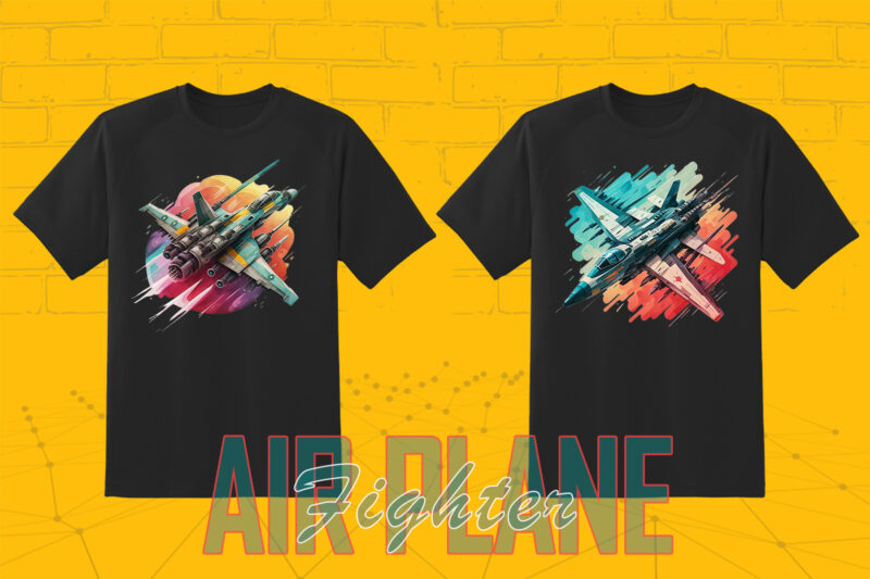 Fighter Plane T-shirt Design Illustration T-shirt 20 Clipart Bundle