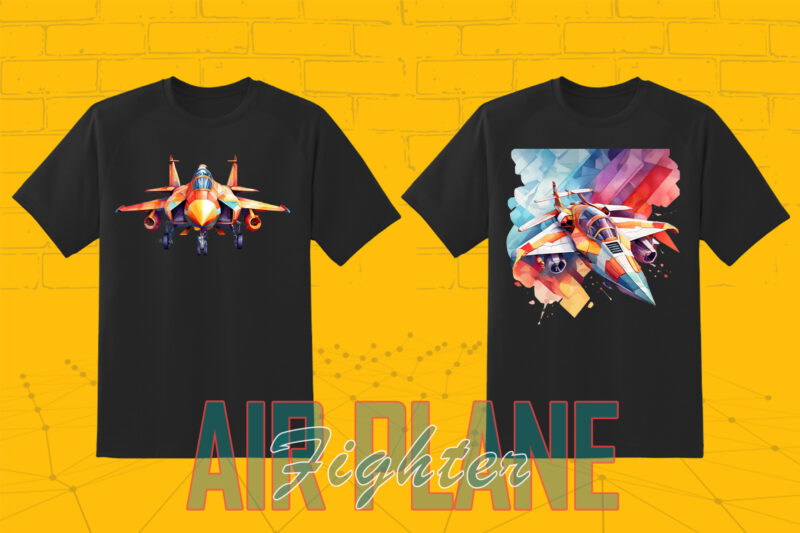 100 Fighter Plane T-shirt Design Illustration Clipart Big Bundle for POD