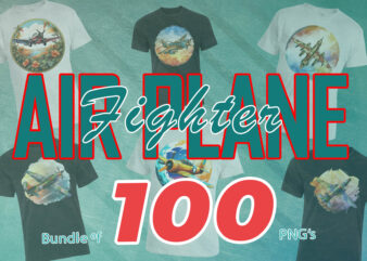 100 Fighter Plane T-shirt Illustration Clipart Bundle crafted for Print on Demand Business Big Bundle 2