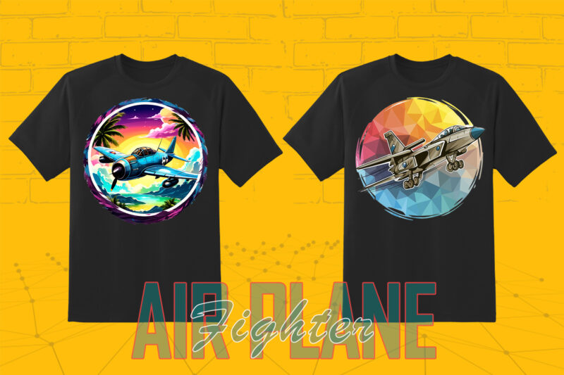 100 Fighter Plane T-shirt Illustration Clipart Bundle crafted for Print on Demand Business Big Bundle 2