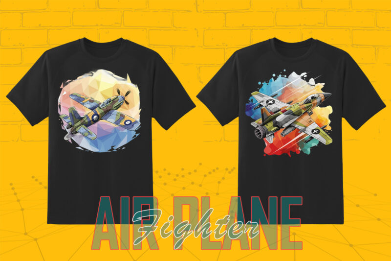 100 Fighter Plane T-shirt Illustration Clipart Bundle crafted for Print on Demand Business Big Bundle 2