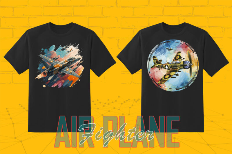 100 Fighter Plane T-shirt Illustration Clipart Bundle crafted for Print on Demand Business Big Bundle 2