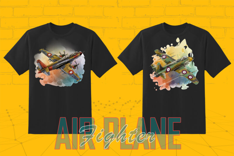 100 Fighter Plane T-shirt Illustration Clipart Bundle crafted for Print on Demand Business Big Bundle 2