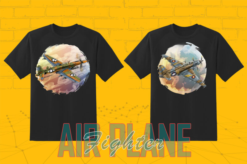 100 Fighter Plane T-shirt Illustration Clipart Bundle crafted for Print on Demand Business Big Bundle 2