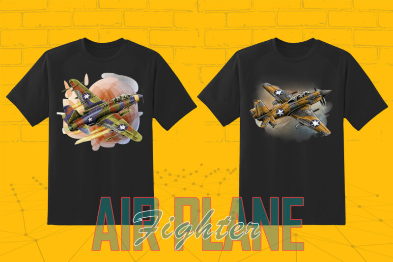 100 Fighter Plane T-shirt Illustration Clipart Bundle crafted for Print on Demand Business Big Bundle 2