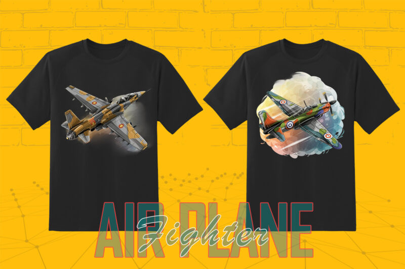 100 Fighter Plane T-shirt Illustration Clipart Bundle crafted for Print on Demand Business Big Bundle 2