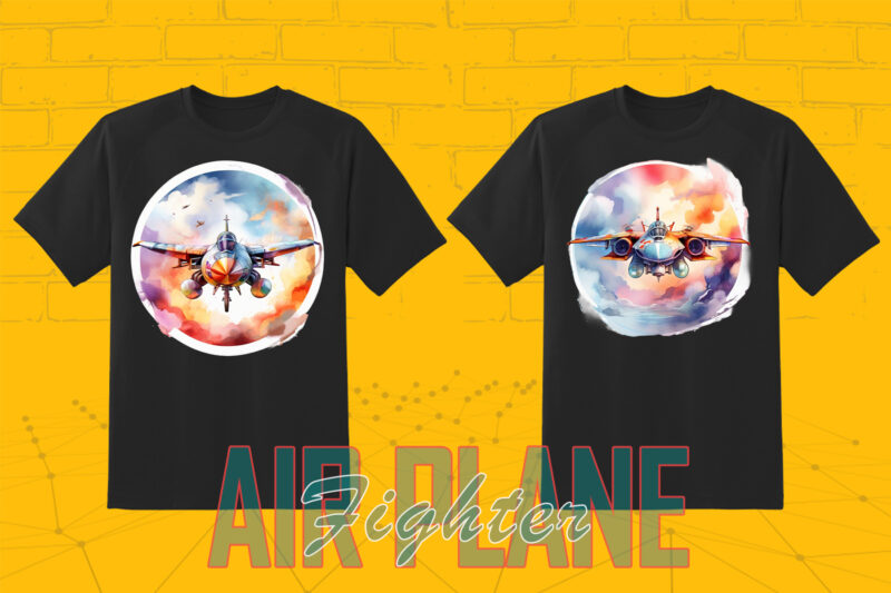 100 Fighter Plane T-shirt Illustration Clipart Bundle crafted for Print on Demand Business Big Bundle 2