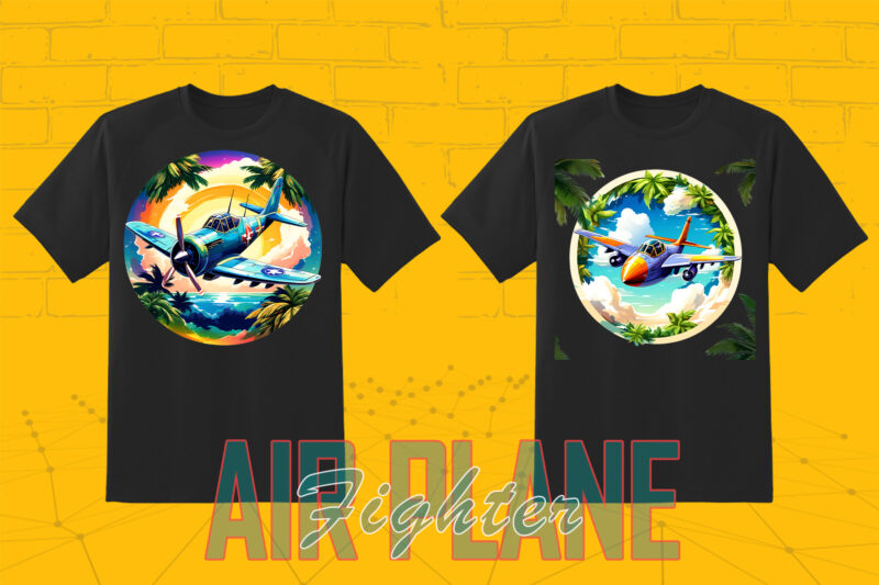 100 Fighter Plane T-shirt Illustration Clipart Bundle crafted for Print on Demand Business Big Bundle 2