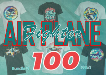 100 Fighter Plane T-shirt Illustration Clipart Bundle for Trendy T-Shirt Business