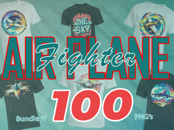 100 fighter plane t-shirt illustration clipart bundle for trendy t-shirt business