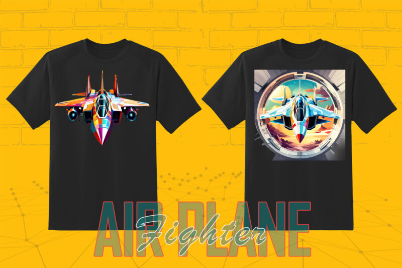 100 Fighter Plane T-shirt Illustration Clipart Bundle for Trendy T-Shirt Business