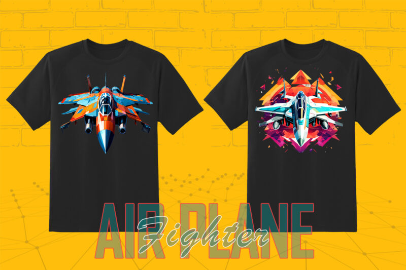 100 Fighter Plane T-shirt Illustration Clipart Bundle for Trendy T-Shirt Business