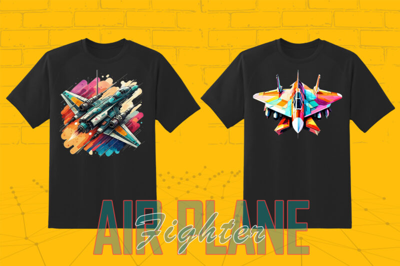 100 Fighter Plane T-shirt Illustration Clipart Bundle for Trendy T-Shirt Business