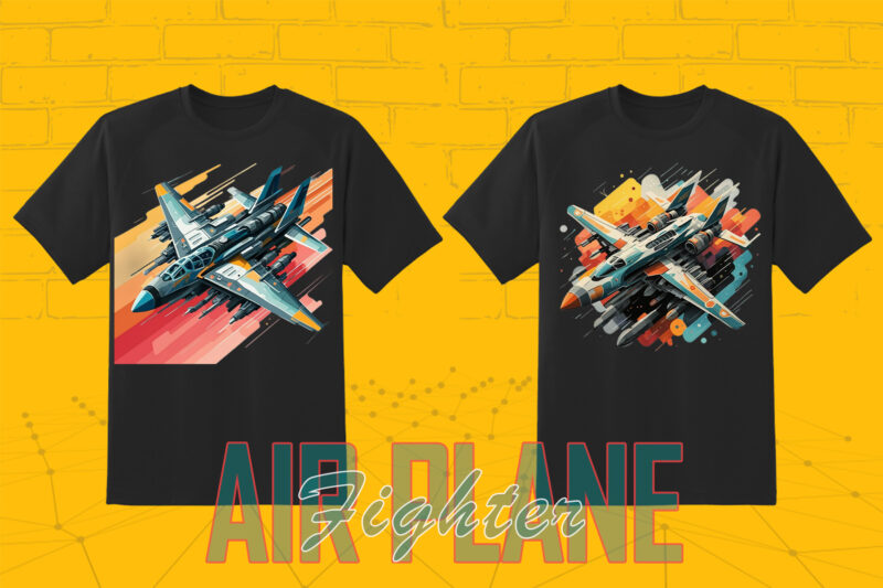 100 Fighter Plane T-shirt Illustration Clipart Bundle for Trendy T-Shirt Business