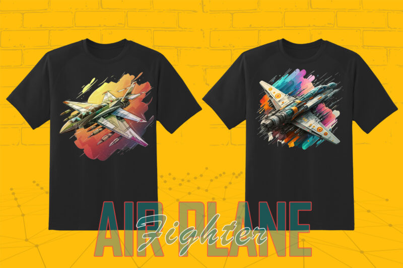 100 Fighter Plane T-shirt Illustration Clipart Bundle for Trendy T-Shirt Business