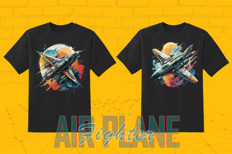 100 Fighter Plane T-shirt Illustration Clipart Bundle for Trendy T-Shirt Business