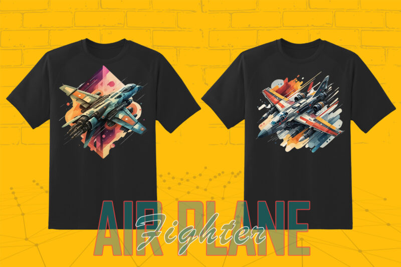 100 Fighter Plane T-shirt Illustration Clipart Bundle for Trendy T-Shirt Business