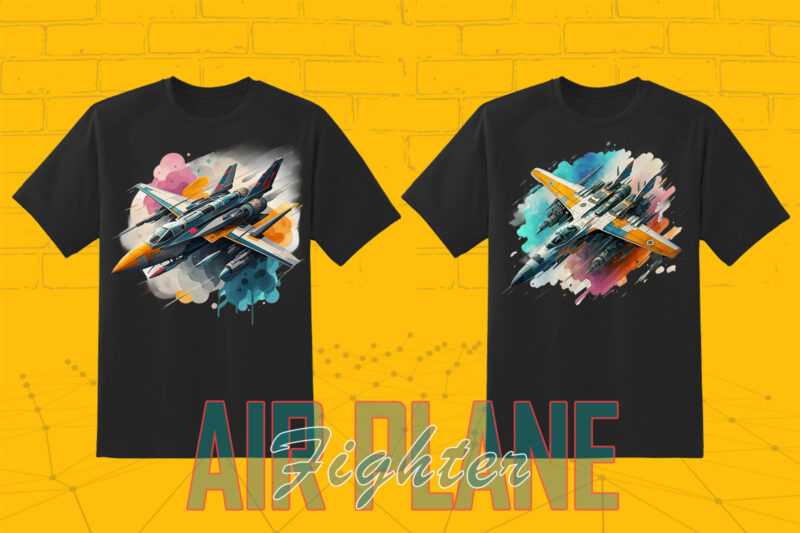 100 Fighter Plane T-shirt Illustration Clipart Bundle for Trendy T-Shirt Business