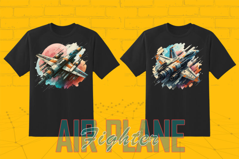 100 Fighter Plane T-shirt Illustration Clipart Bundle for Trendy T-Shirt Business