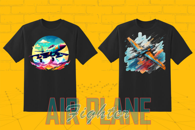 100 Fighter Plane T-shirt Illustration Clipart Bundle for Trendy T-Shirt Business