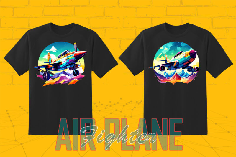 100 Fighter Plane T-shirt Illustration Clipart Bundle for Trendy T-Shirt Business