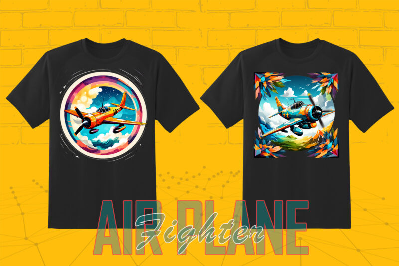 100 Fighter Plane T-shirt Illustration Clipart Bundle for Trendy T-Shirt Business