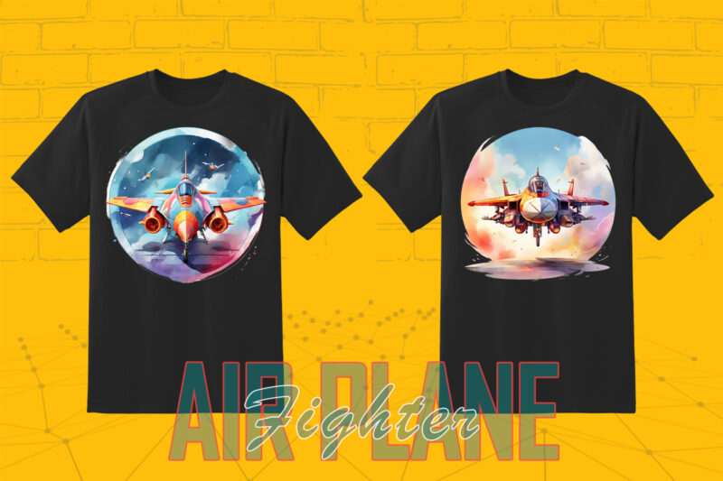 100 Fighter Plane T-shirt Illustration Clipart Bundle for Trendy T-Shirt Business