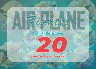Fighter Plane T-shirt Design Illustration T-shirt Clipart Bundle Perfect for Stylish T-Shirt Design expertly crafted for Print on Demand web