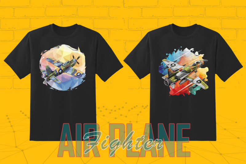 Free Fighter Plane T-shirt Design 20 Illustration T-shirt Clipart Bundle Perfect for Stylish T-Shirt Design