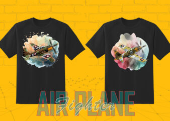 Fighter Plane T-shirt Illustration 20 Clipart Bundle