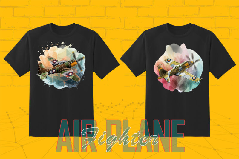 Free Fighter Plane T-shirt Design 20 Illustration T-shirt Clipart Bundle Perfect for Stylish T-Shirt Design