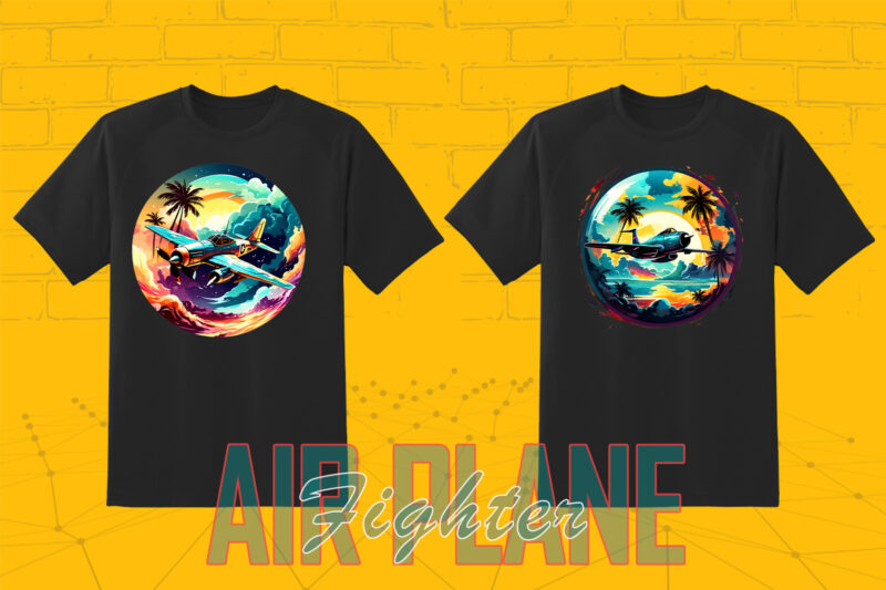 Fighter Plane T-shirt Illustration 20 Clipart Bundle