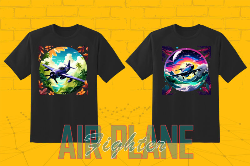 20 Retro Fighter Plane T-shirt Illustration Clipart Bundle for Trendy T-Shirt Designs