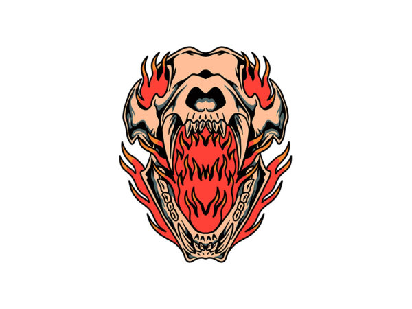 Flaming tiger skull t shirt graphic design