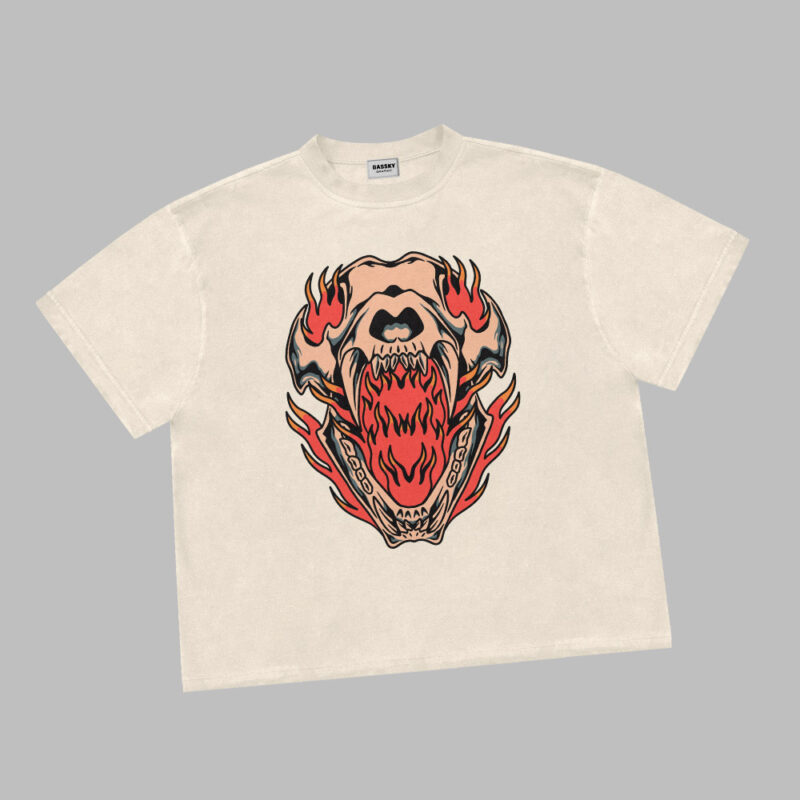 flaming tiger skull