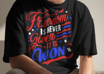 freedom is never given it is won | 4th of July. USA Independence Day. 4th of July typography illustration.