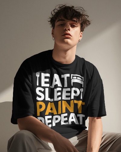 Eat sleep paint repeat classic typography vintage t shirts