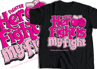 Fight breast cancer awareness typography design | typography with boxing gloves | pink gloves breast cancer