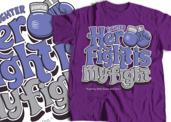 Fight stomach cancer awareness typography design | typography with boxing gloves | purple gloves breast cancer