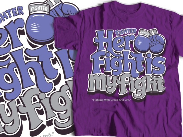 Fight stomach cancer awareness typography design | typography with boxing gloves | purple gloves breast cancer