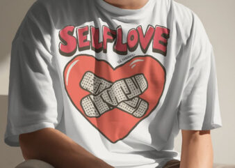 self love t shirt design typography | heart bandage