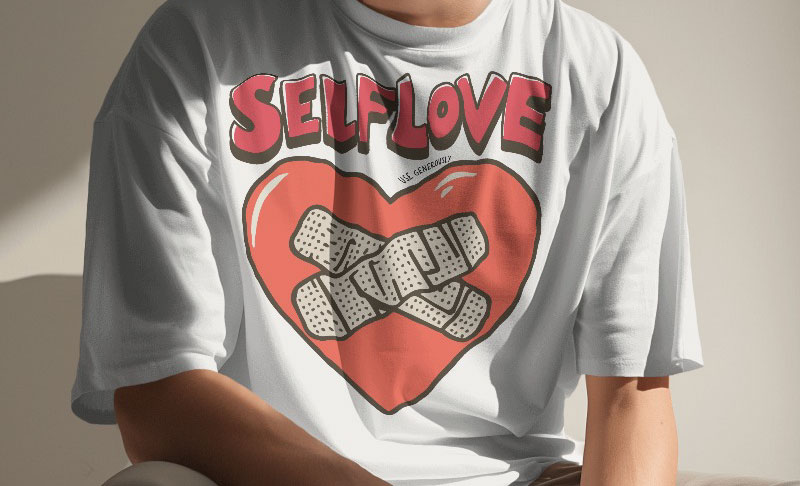 self love t shirt design typography | heart bandage