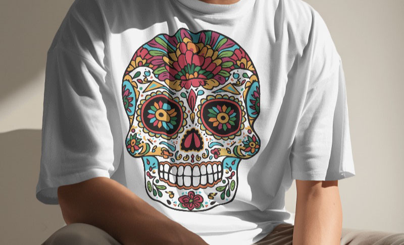 Mexican skull streetwear design for t shirt