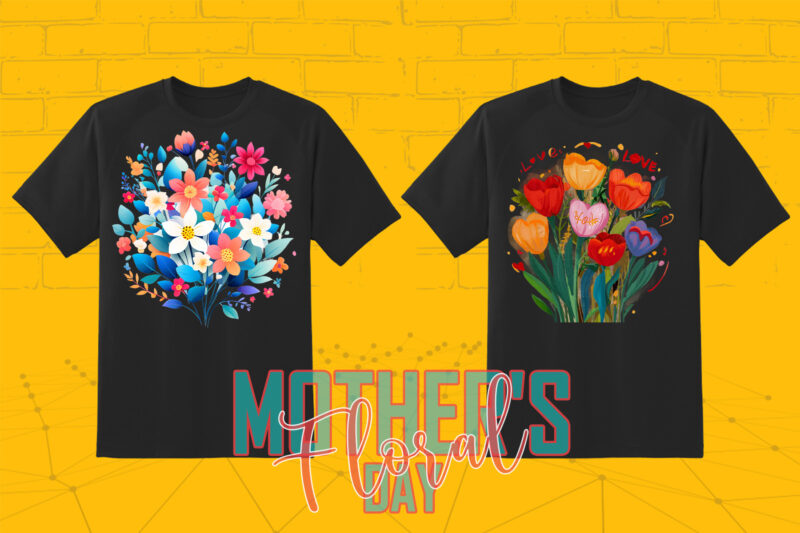 Retro Flourish Mother’s Day Illustration 20 T-shirt Clipart Bundle