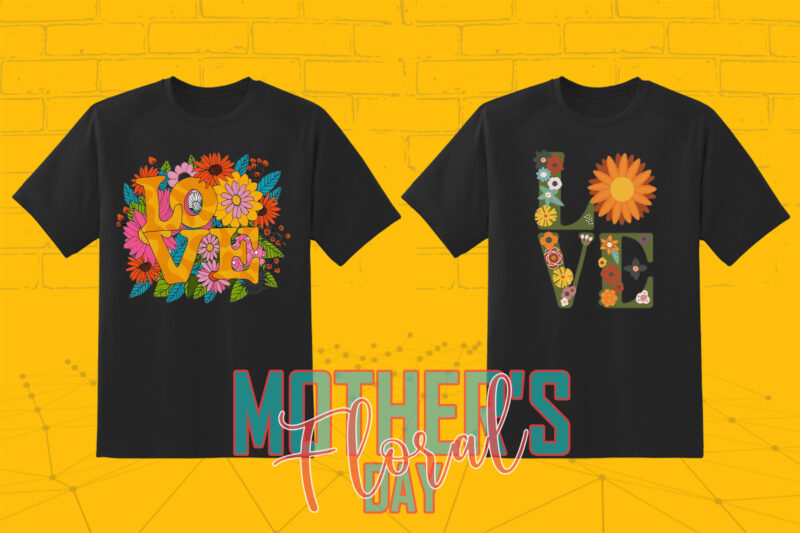 Retro Flourish Mother’s Day Illustration 20 T-shirt Clipart Bundle