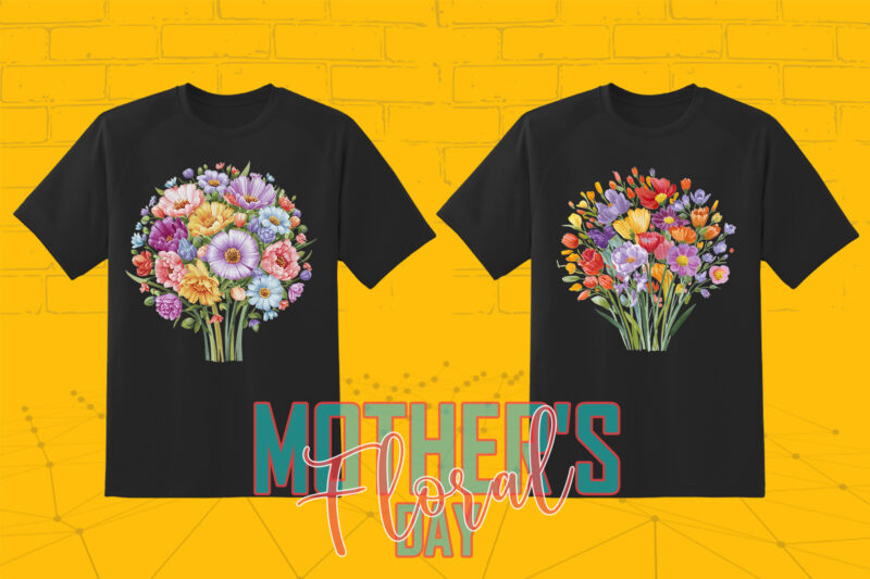 Retro Flourish Mother’s Day Illustration 20 T-shirt Clipart Bundle