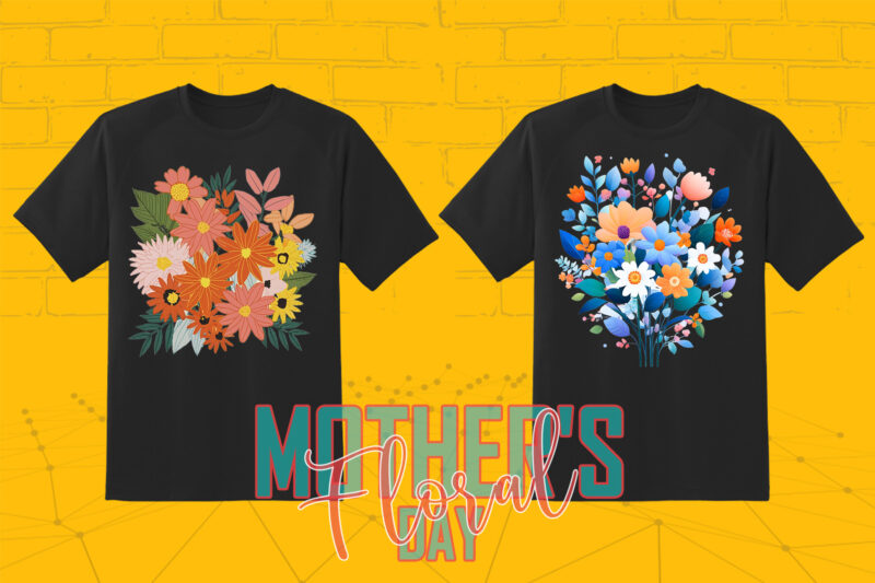 Retro Flourish Mother’s Day Illustration 20 T-shirt Clipart Bundle