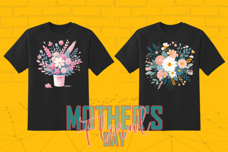 20 Flourish Mother’s Day T-shirt Design Illustration T-shirt Clipart Bundle